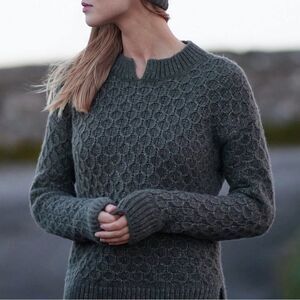 Irish Fisherman Sweater Green Honeycomb Women’s Sz L New Wool Alpaca Cotton